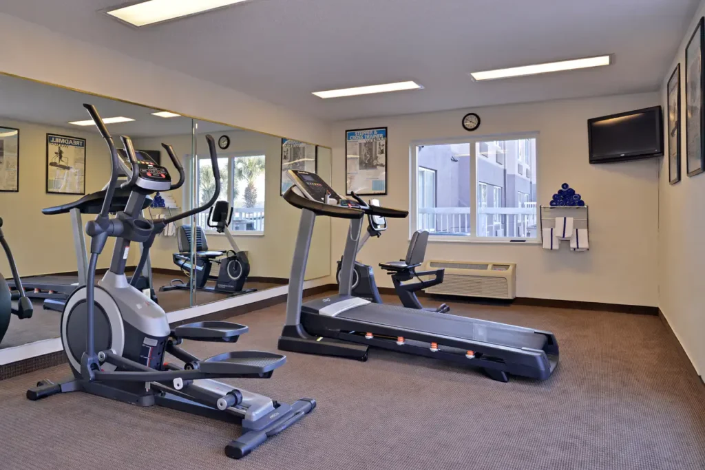 Fitness center with treadmills and ellipticals at Sleep Inn, Beaufort SC hotel deals